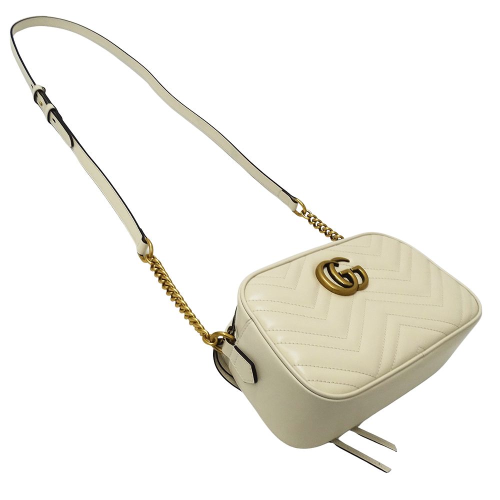 Gucci GG Marmont Shoulder Bag Leather White Chain — view 4