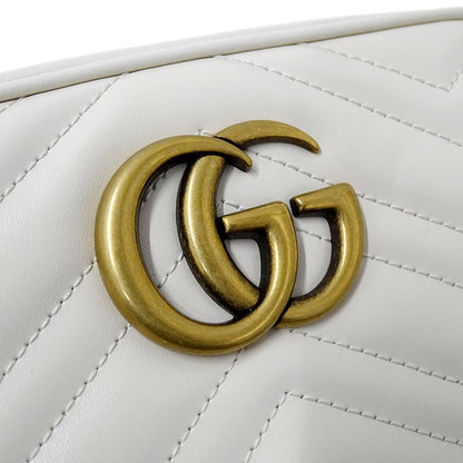 Gucci GG Marmont Shoulder Bag Leather White Chain — view 8