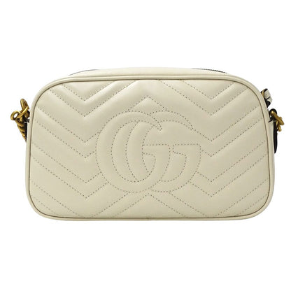 Gucci GG Marmont Shoulder Bag Leather White Chain — view 2