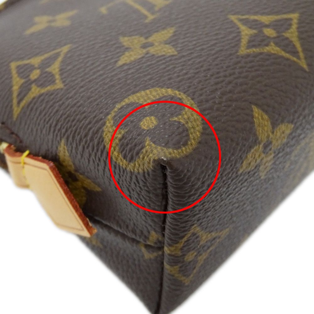 Louis Vuitton Pouch Monogram Makeup Cosmetic Pochette PM Brown Case — view 9