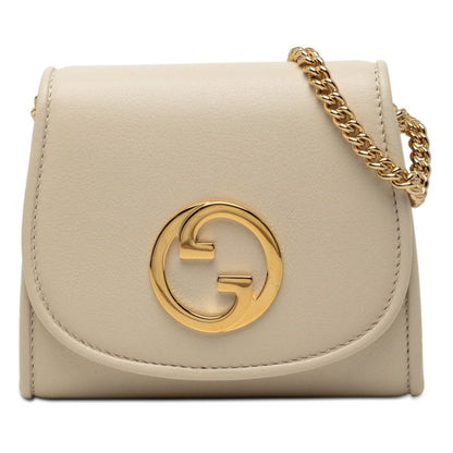Gucci Interlocking Blanc Di Chain Wallet Shoulder Bag White Ivory Gold Leather