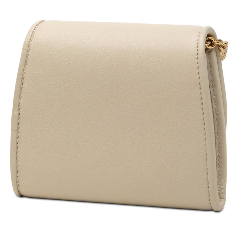 Gucci Interlocking Blanc Di Chain Wallet Shoulder Bag White Ivory Gold Leather — view 2