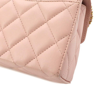 Chanel Quilted 2-Way Hand Chain Shoulder Bag Lambskin Pink Gold — view 9