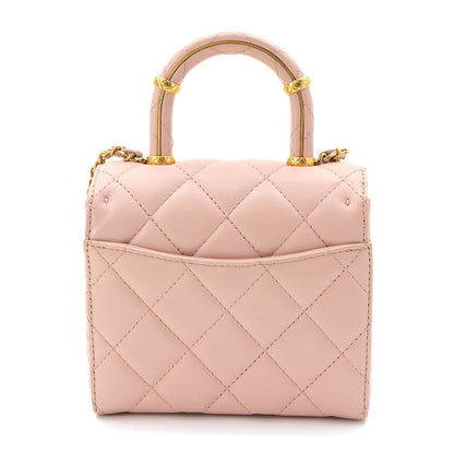 Chanel Quilted 2-Way Hand Chain Shoulder Bag Lambskin Pink Gold — view 2