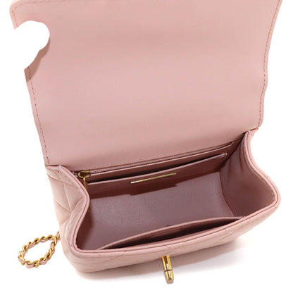 Chanel Quilted 2-Way Hand Chain Shoulder Bag Lambskin Pink Gold — view 6