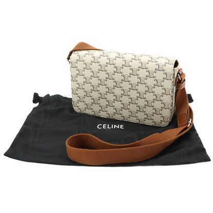 Celine Triomphe Flap Messenger Shoulder Bag Leather Ecru — view 2