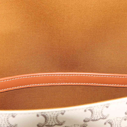 Celine Triomphe Flap Messenger Shoulder Bag Leather Ecru — view 8