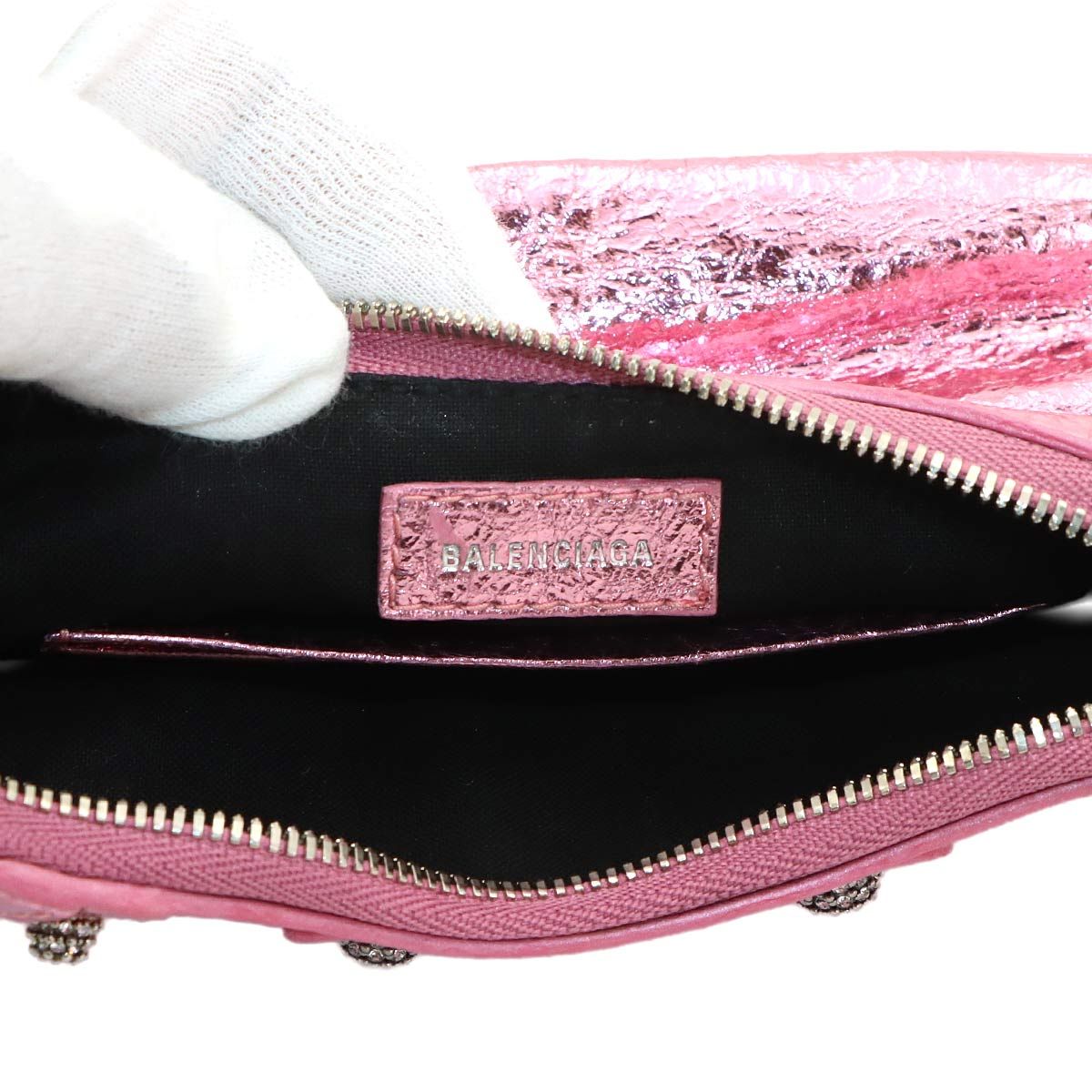 Balenciaga le Cagole Mini 2-Way Chain Shoulder Bag Leather Metallic Pink — view 7