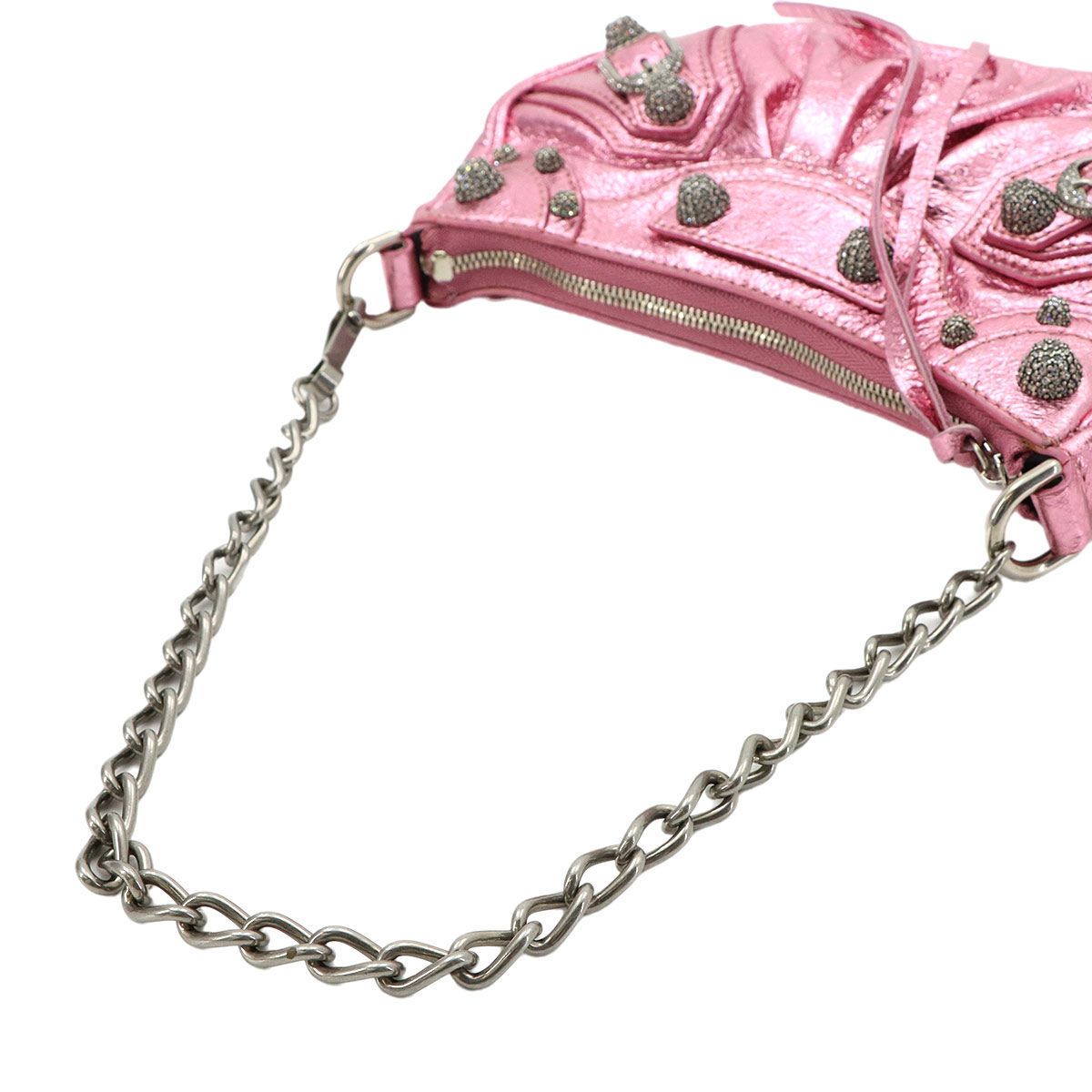 Balenciaga le Cagole Mini 2-Way Chain Shoulder Bag Leather Metallic Pink — view 5