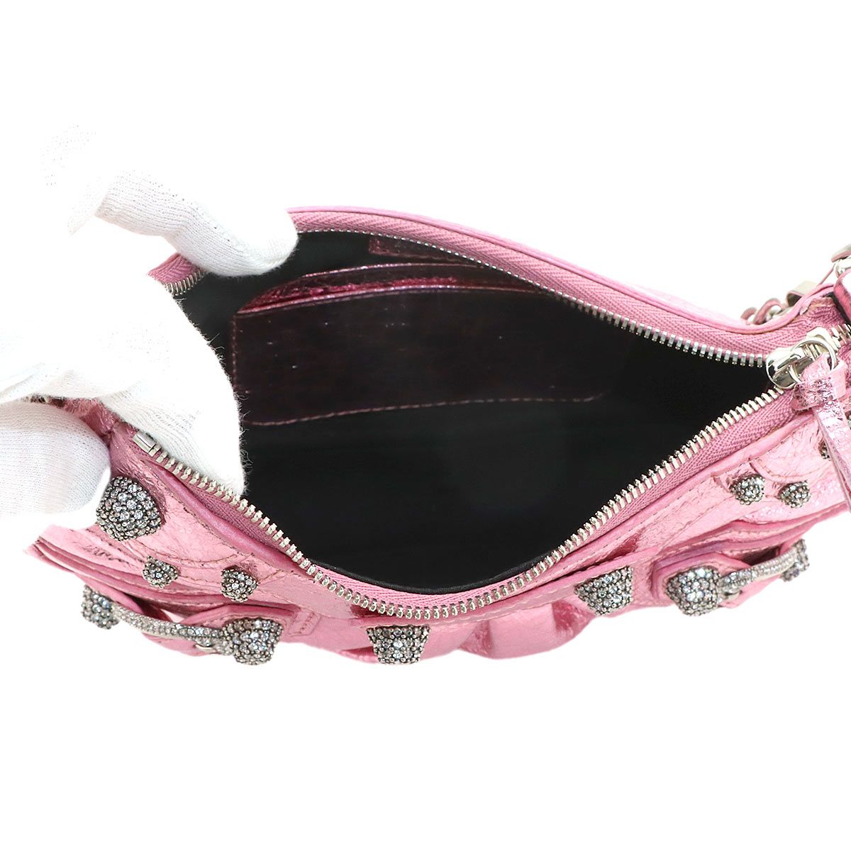 Balenciaga le Cagole Mini 2-Way Chain Shoulder Bag Leather Metallic Pink — view 6