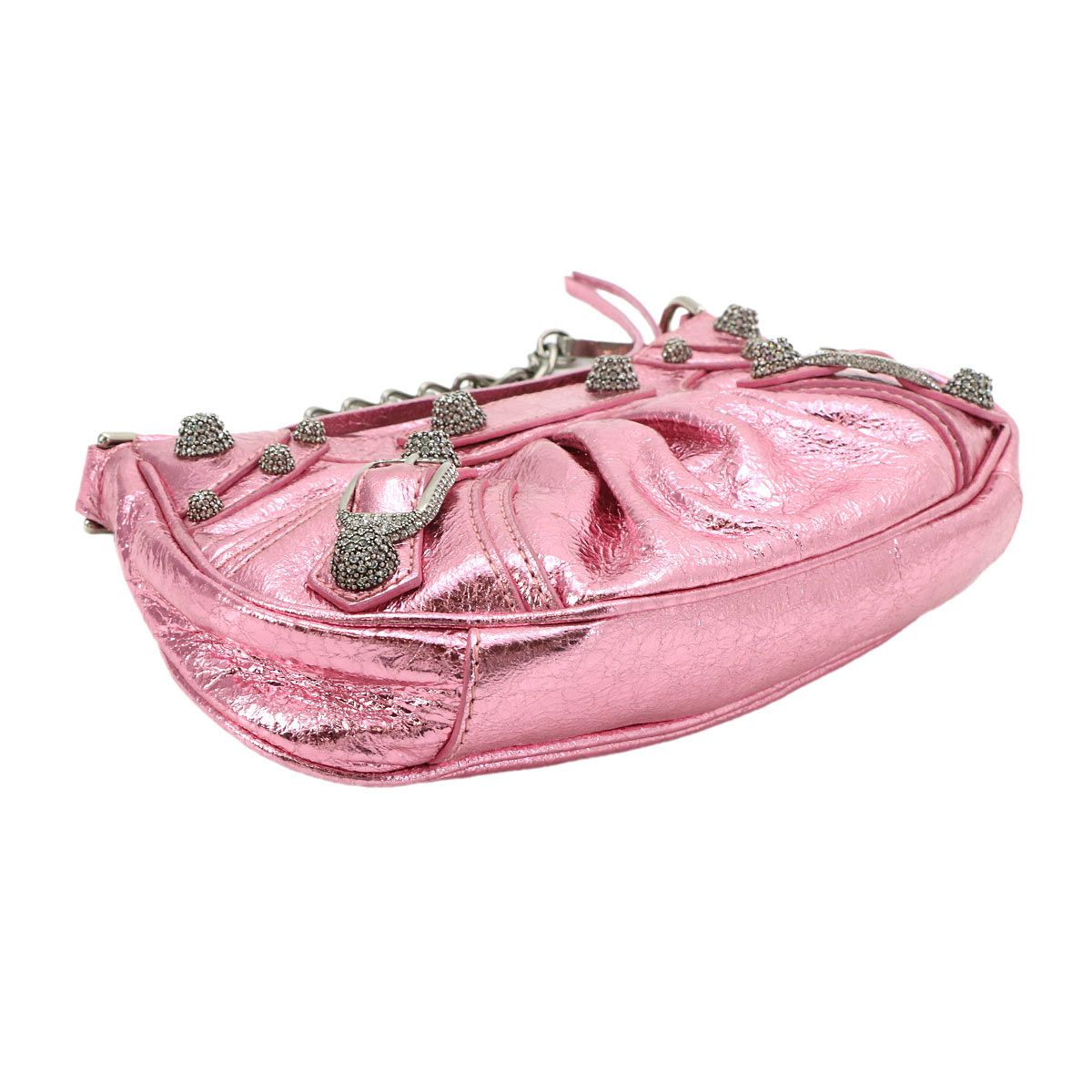 Balenciaga le Cagole Mini 2-Way Chain Shoulder Bag Leather Metallic Pink — view 4