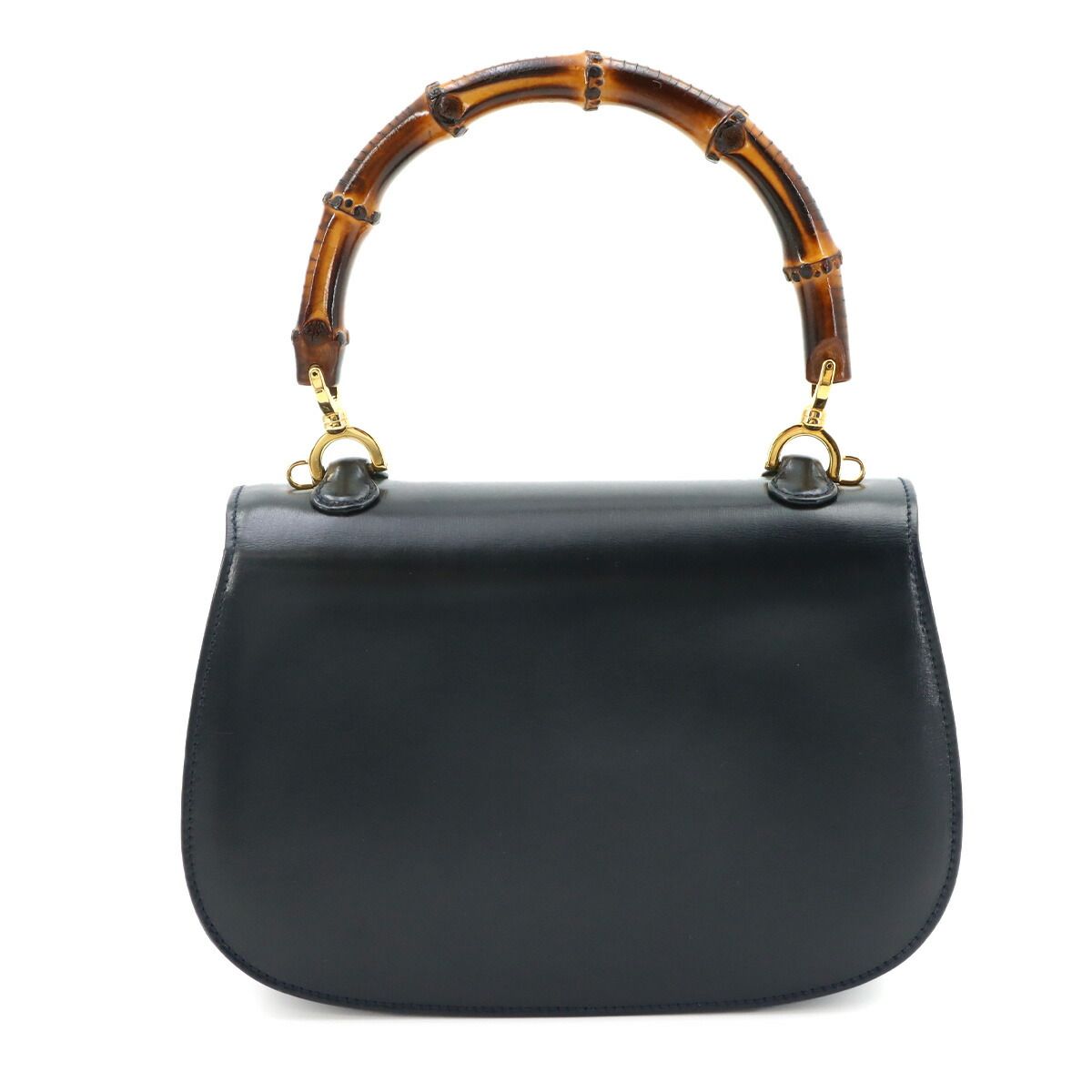 Gucci Bamboo 2-Way Hand Shoulder Bag Leather Navy 000 Gold Vintage — view 3