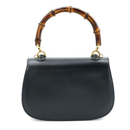 Gucci Bamboo 2-Way Hand Shoulder Bag Leather Navy 000 Gold Vintage — view 3