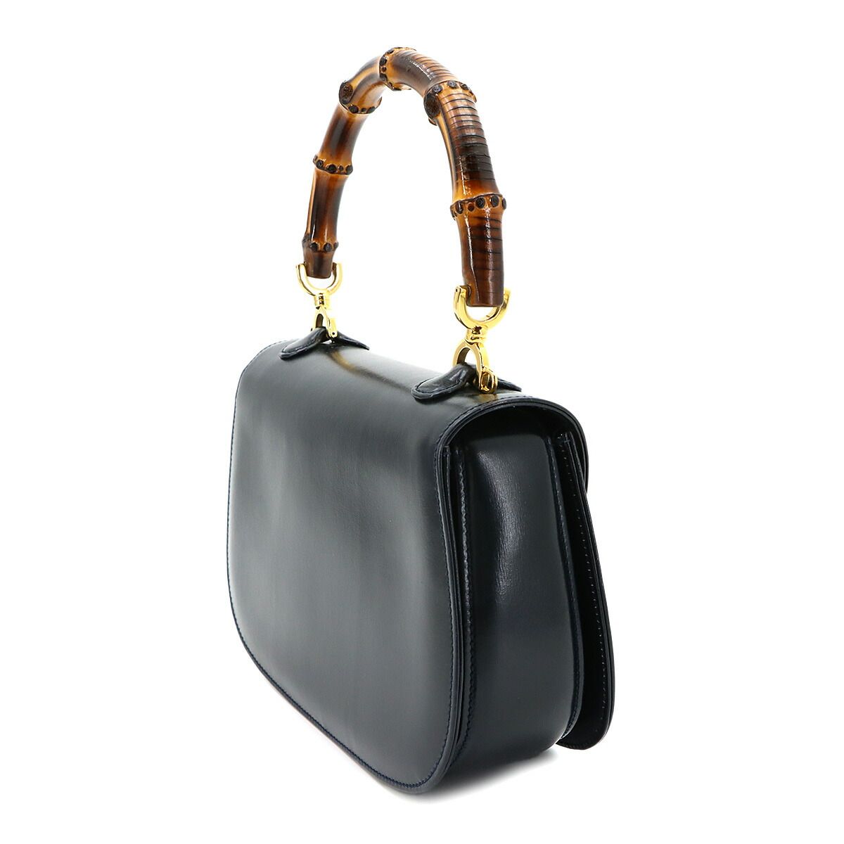 Gucci Bamboo 2-Way Hand Shoulder Bag Leather Navy 000 Gold Vintage — view 4