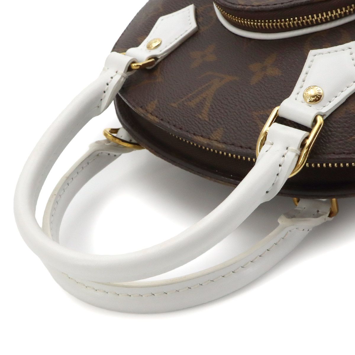 Louis Vuitton LV Match Monogram Ellipse BB 2-Way Hand Bag Leather Brown White — view 6