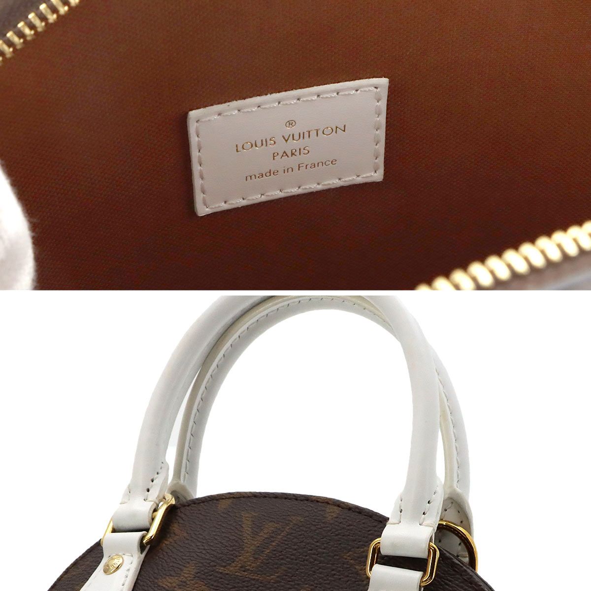 Louis Vuitton LV Match Monogram Ellipse BB 2-Way Hand Bag Leather Brown White — view 8