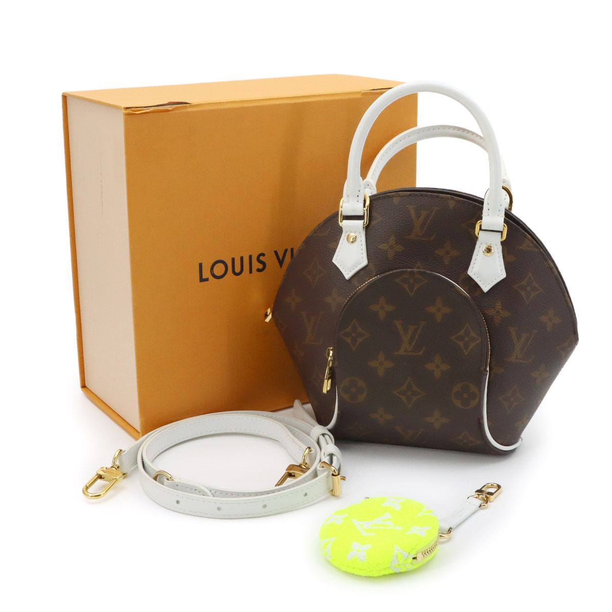 Louis Vuitton LV Match Monogram Ellipse BB 2-Way Hand Bag Leather Brown White — view 2