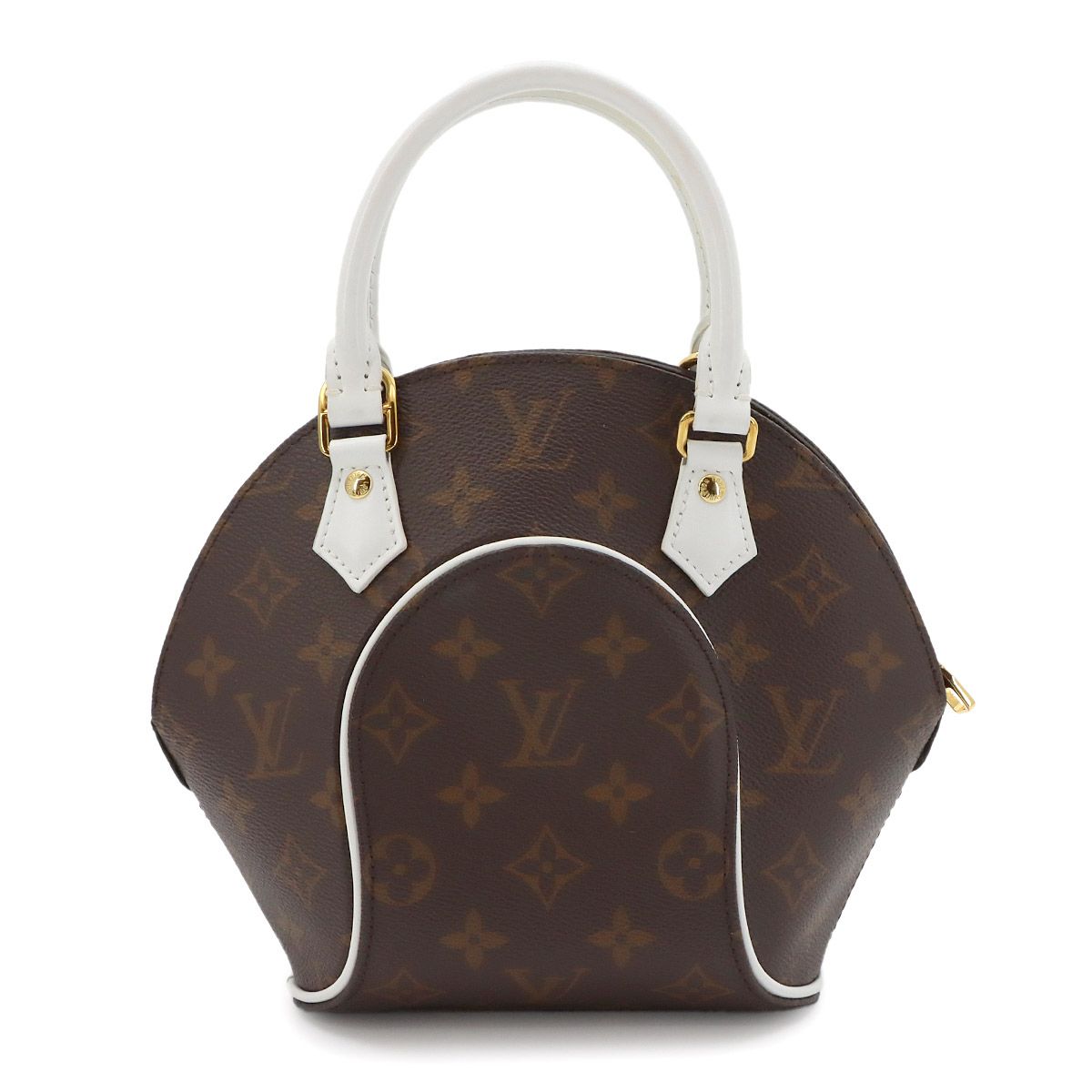 Louis Vuitton LV Match Monogram Ellipse BB 2-Way Hand Bag Leather Brown White — view 3