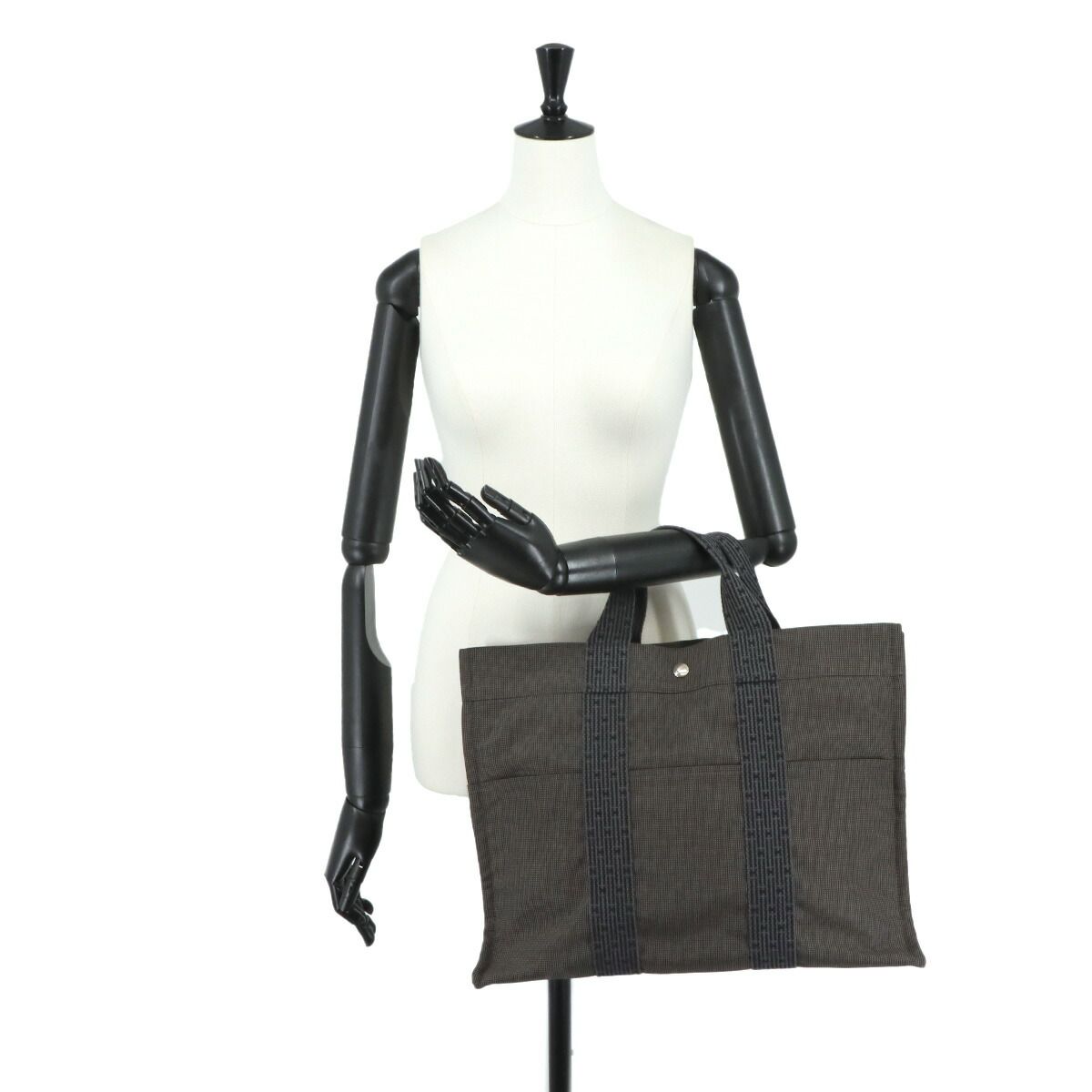 Hermes Her Line MM Tote Canvas Gray Silver Herline MM — view 9