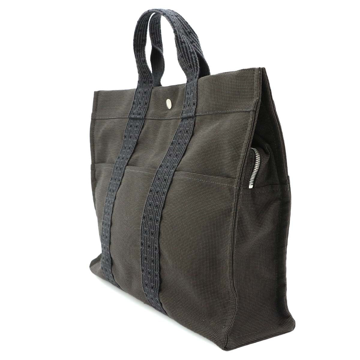 Hermes Her Line MM Tote Canvas Gray Silver Herline MM — view 3