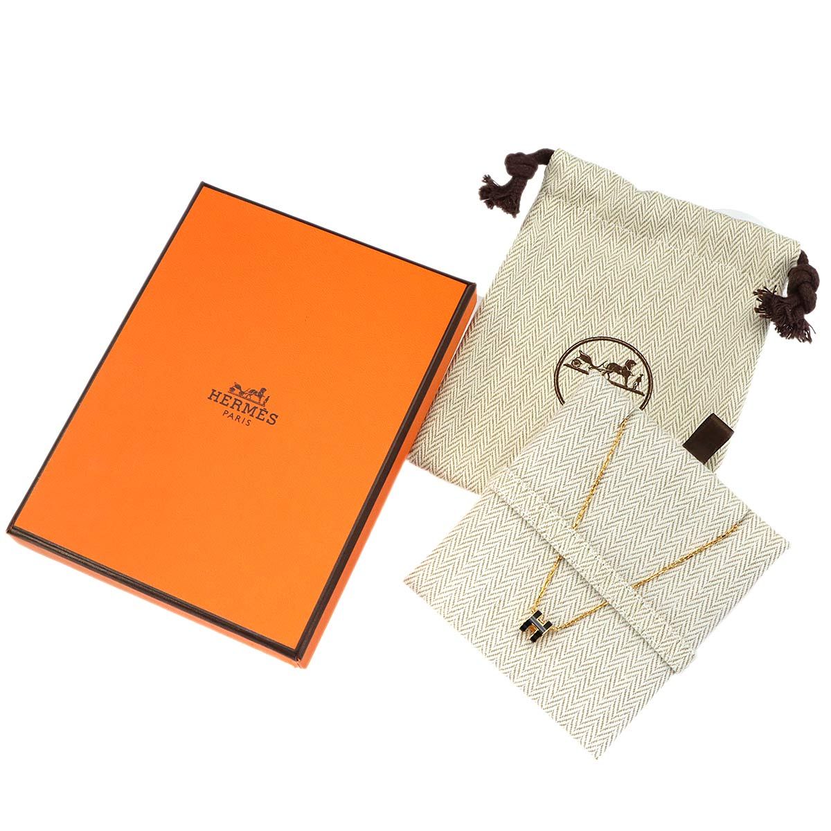 Hermes Mini Pop Necklace Black Gold — view 2