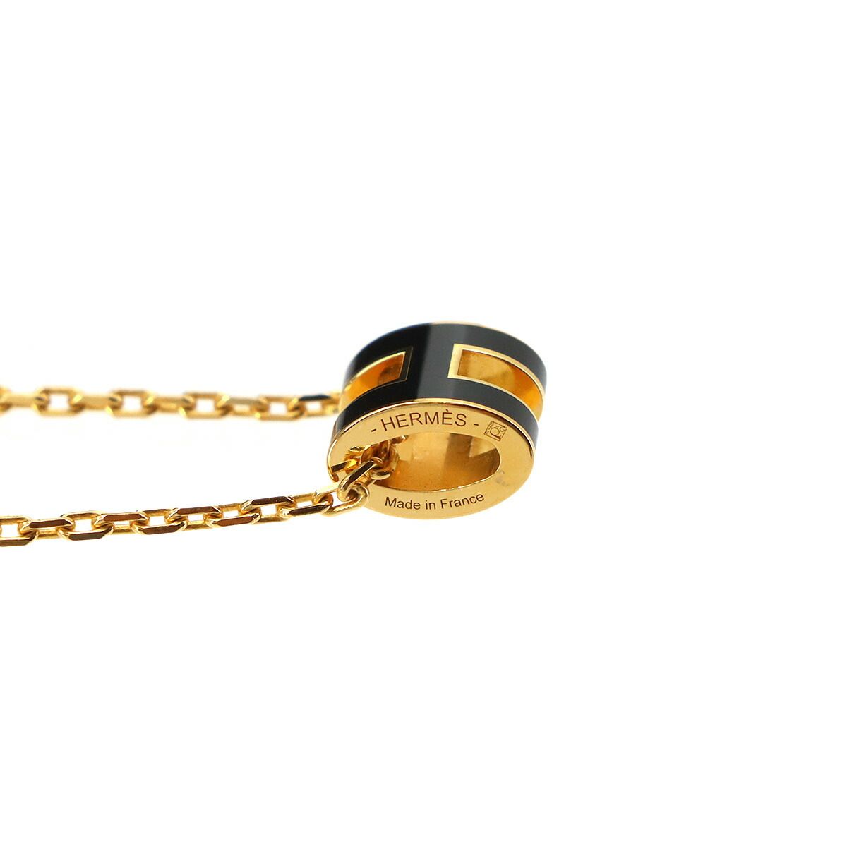 Hermes Mini Pop Necklace Black Gold — view 5