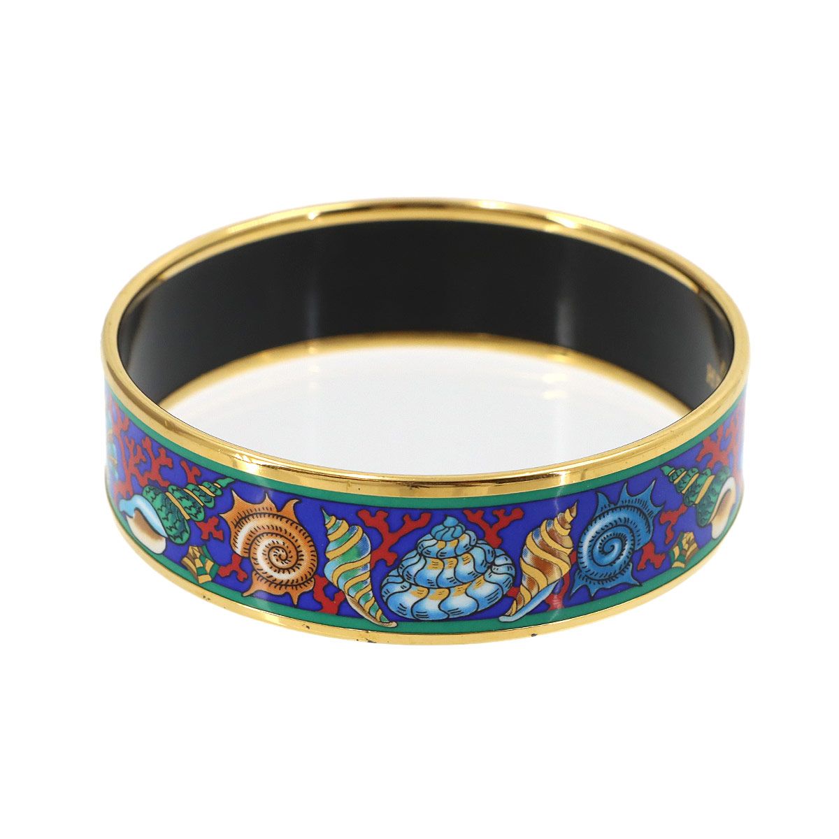 Hermes Enamel GM Bangle Bracelet Blue Multicolor Gold Email GM — view 2
