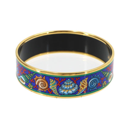 Hermes Enamel GM Bangle Bracelet Blue Multicolor Gold Email GM — view 2