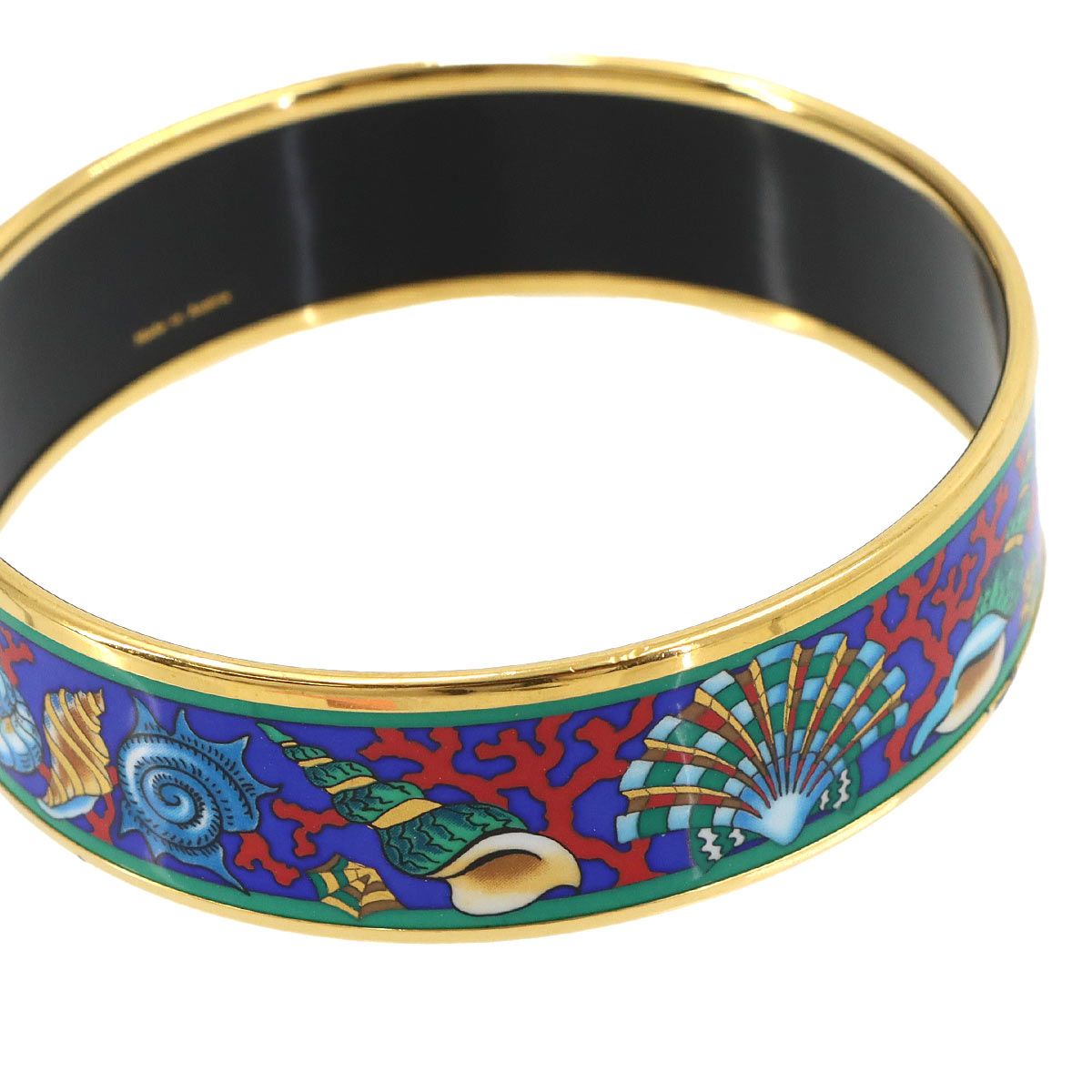 Hermes Enamel GM Bangle Bracelet Blue Multicolor Gold Email GM — view 4
