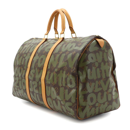 Louis Vuitton Monogram Graffiti Keepall 50 Boston Bag Khaki — view 3