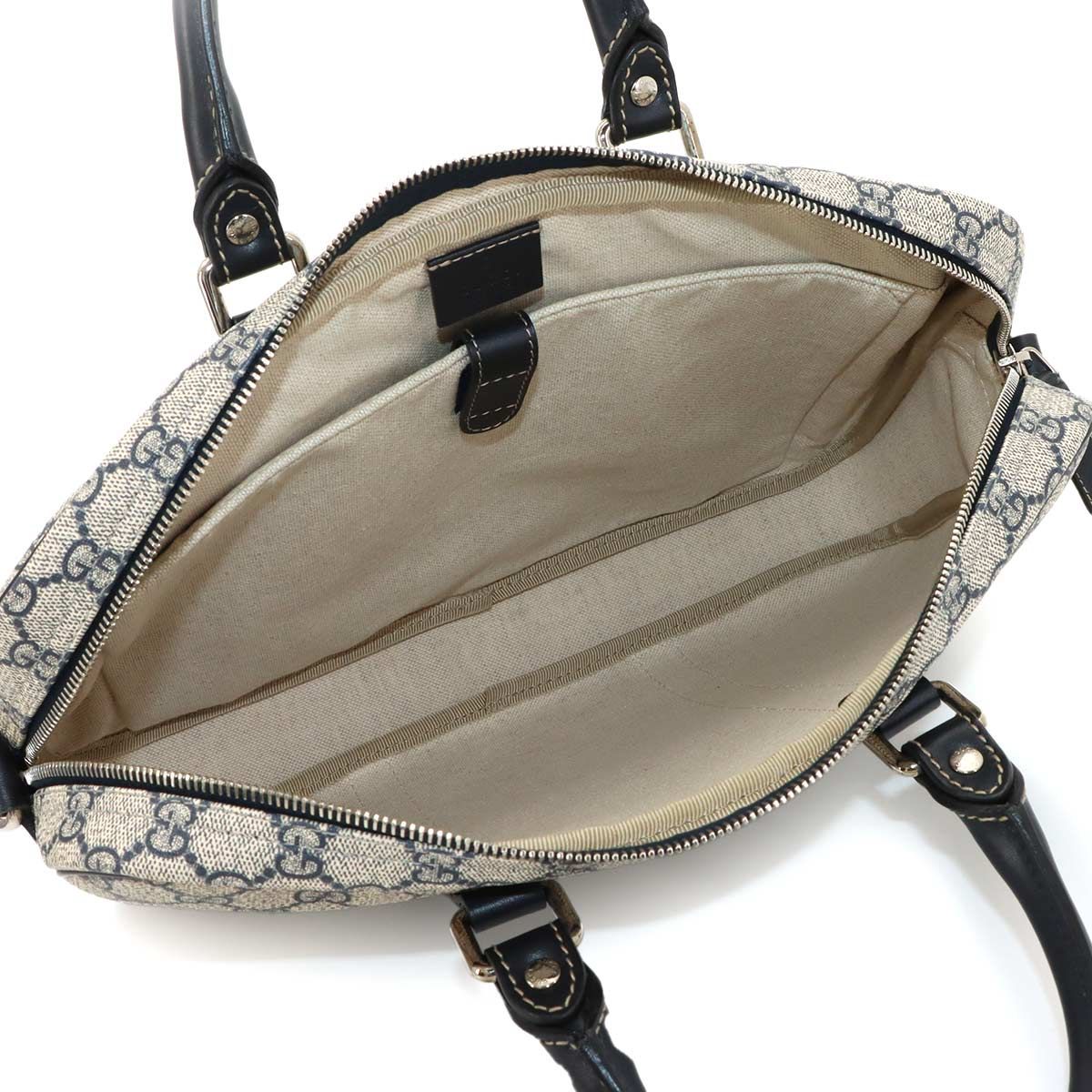 Gucci GG Supreme 2-Way Briefcase Business Shoulder Bag Navy — view 6