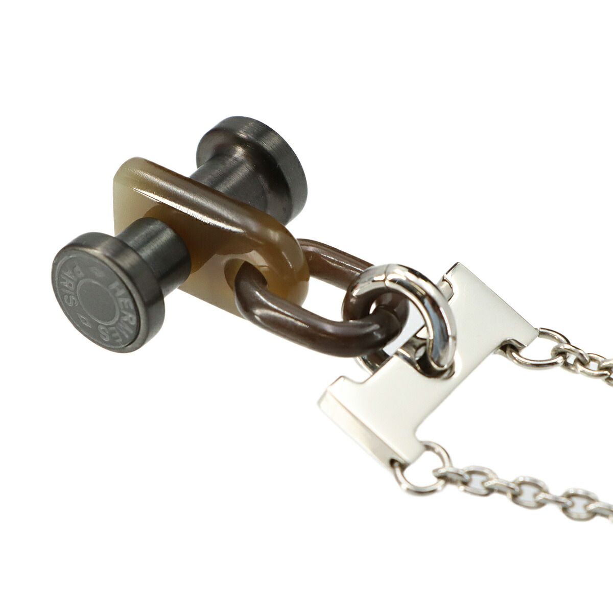 Hermes Mobile Necklace Buffalo Horn Silver Brown — view 4