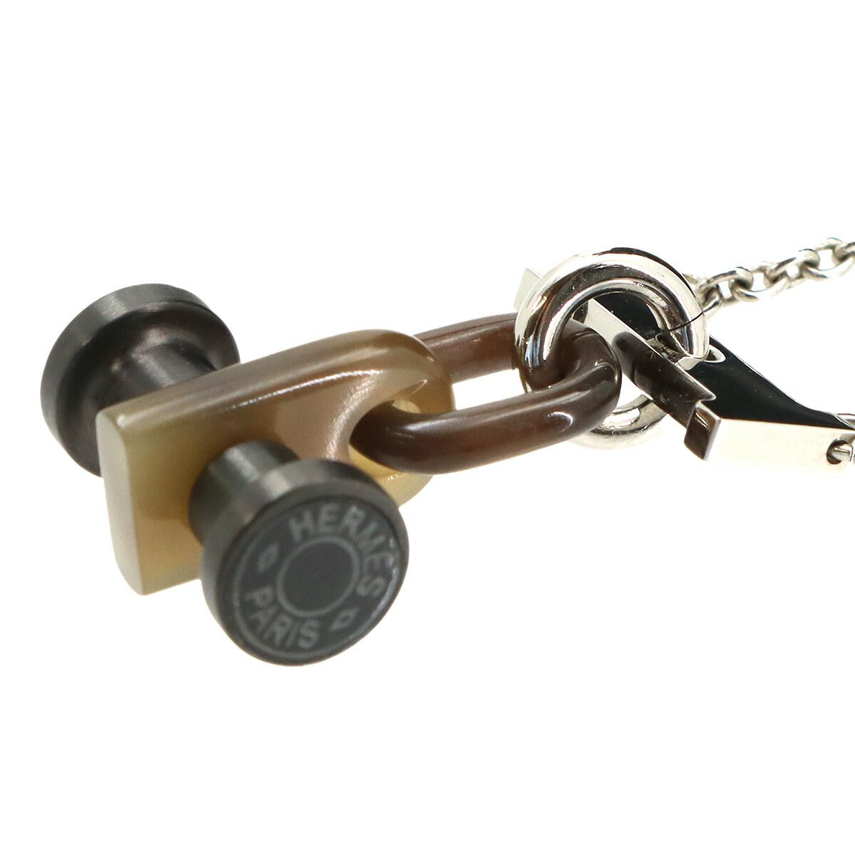 Hermes Mobile Necklace Buffalo Horn Silver Brown — view 5