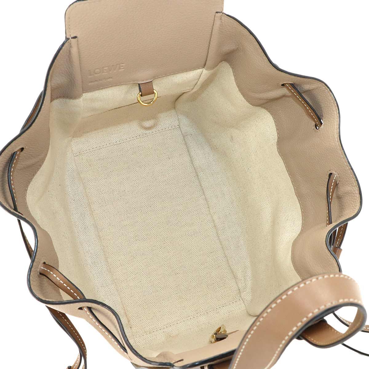 Loewe Hammock Drawstring Small 2-Way Bag Leather Beige Brown — view 7