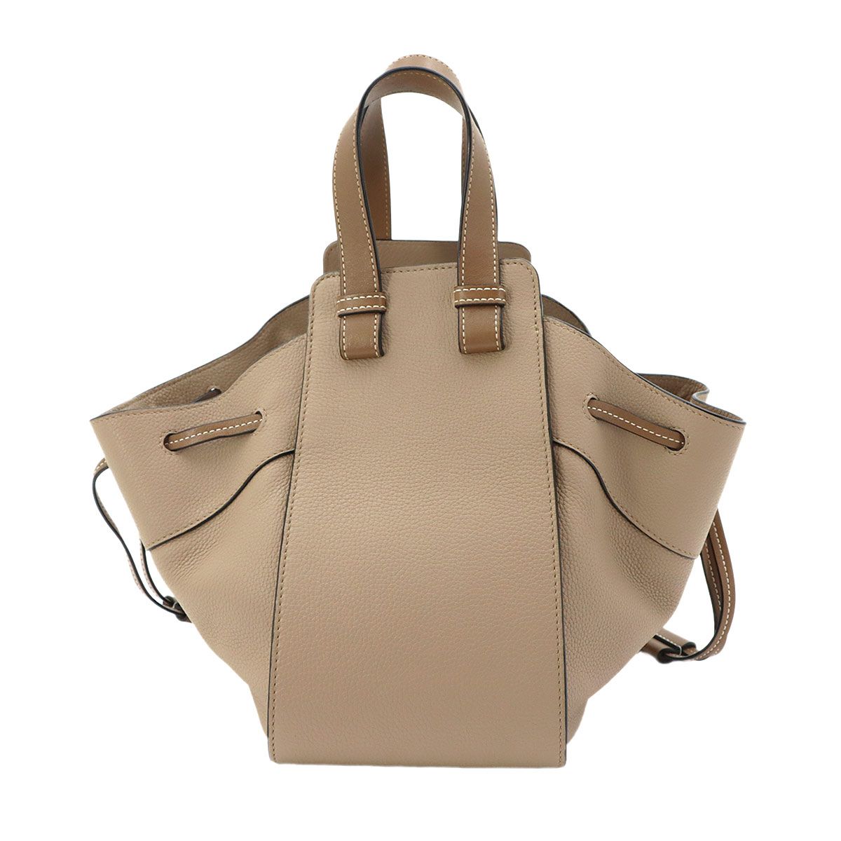 Loewe Hammock Drawstring Small 2-Way Bag Leather Beige Brown — view 3