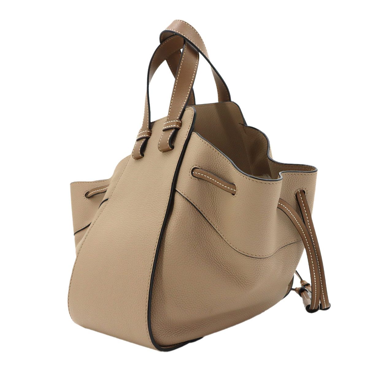 Loewe Hammock Drawstring Small 2-Way Bag Leather Beige Brown — view 4