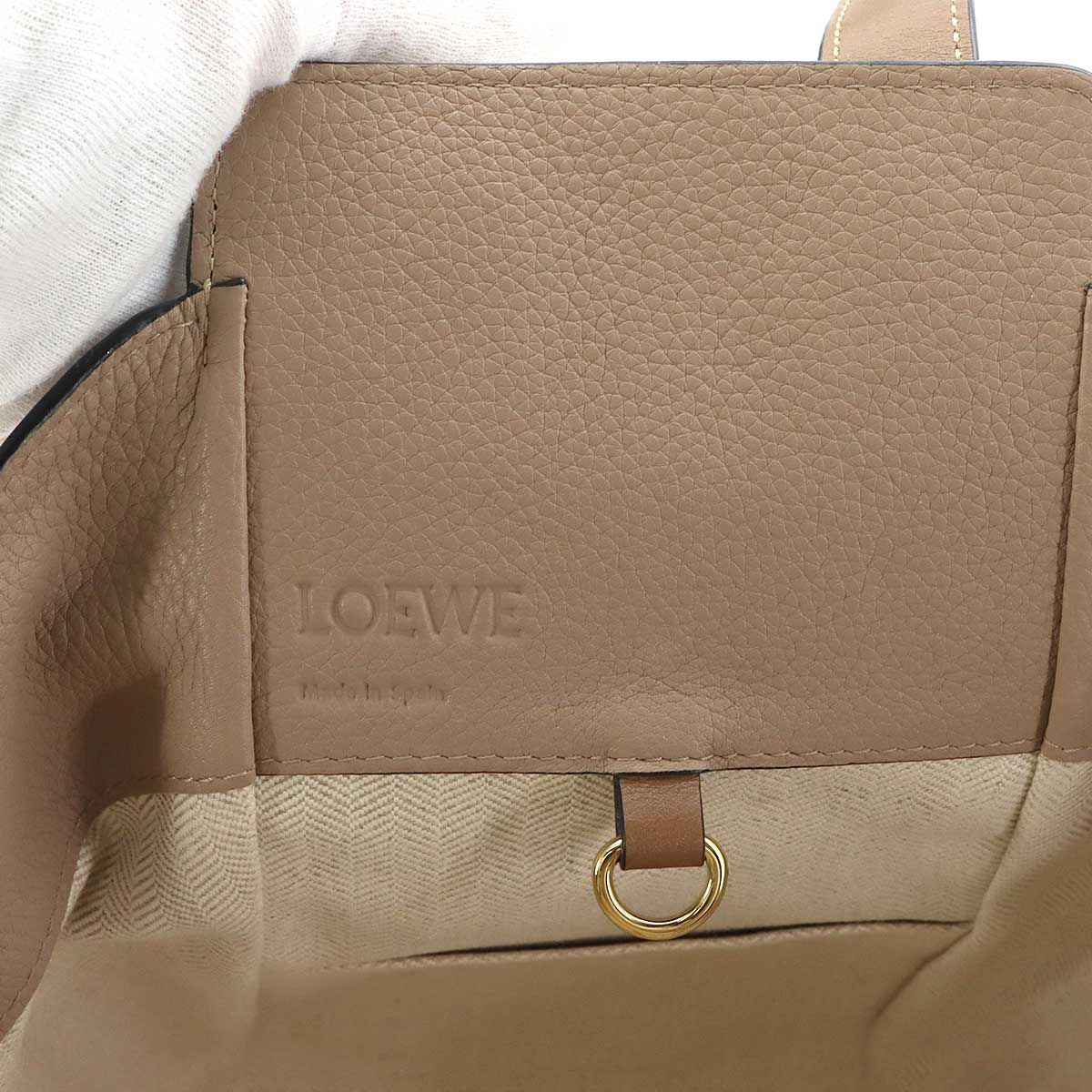 Loewe Hammock Drawstring Small 2-Way Bag Leather Beige Brown — view 8