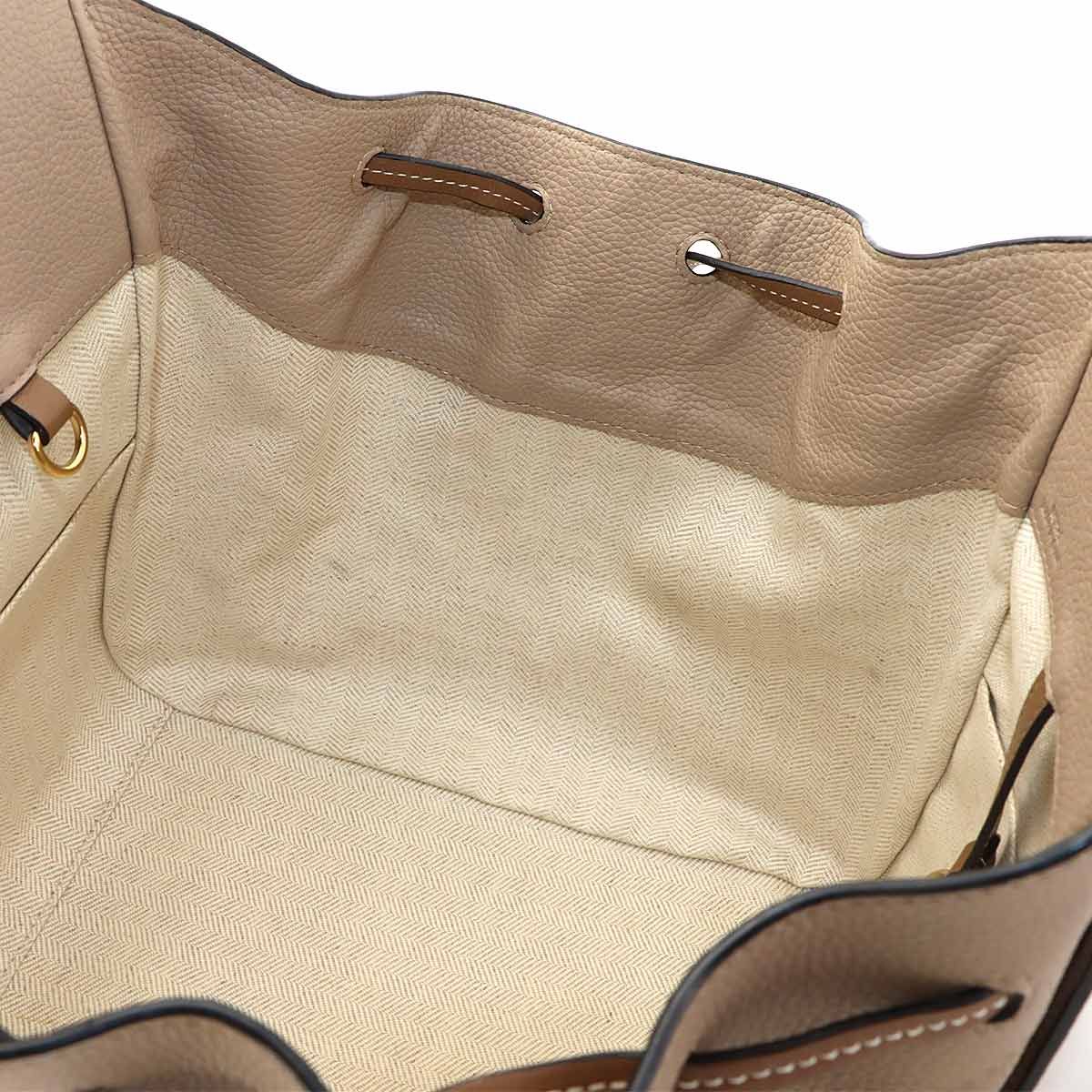 Loewe Hammock Drawstring Small 2-Way Bag Leather Beige Brown — view 9