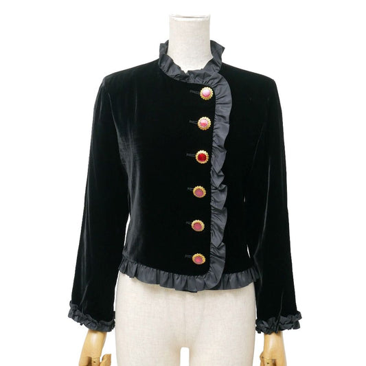 Saint Laurent Yves Rive Gauche Vintage Jacket 36 Velour Ruffle Decorative