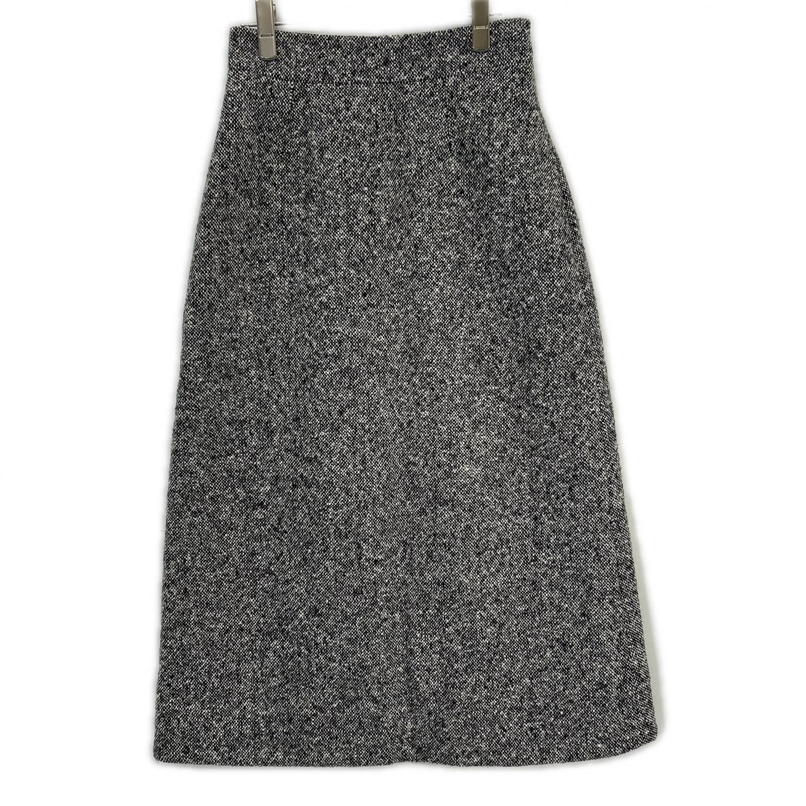 Saint Laurent Paris White Black Wool Tweed Long Skirt 38