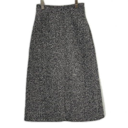 Saint Laurent Paris White Black Wool Tweed Long Skirt 38