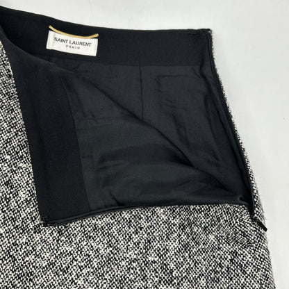 Saint Laurent Paris White Black Wool Tweed Long Skirt 38 — view 7