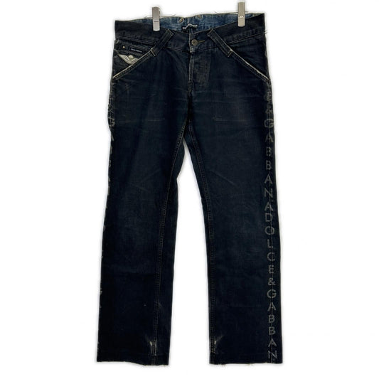Dolce & Gabbana Black Side Logo Line Patchwork Denim Pants 48