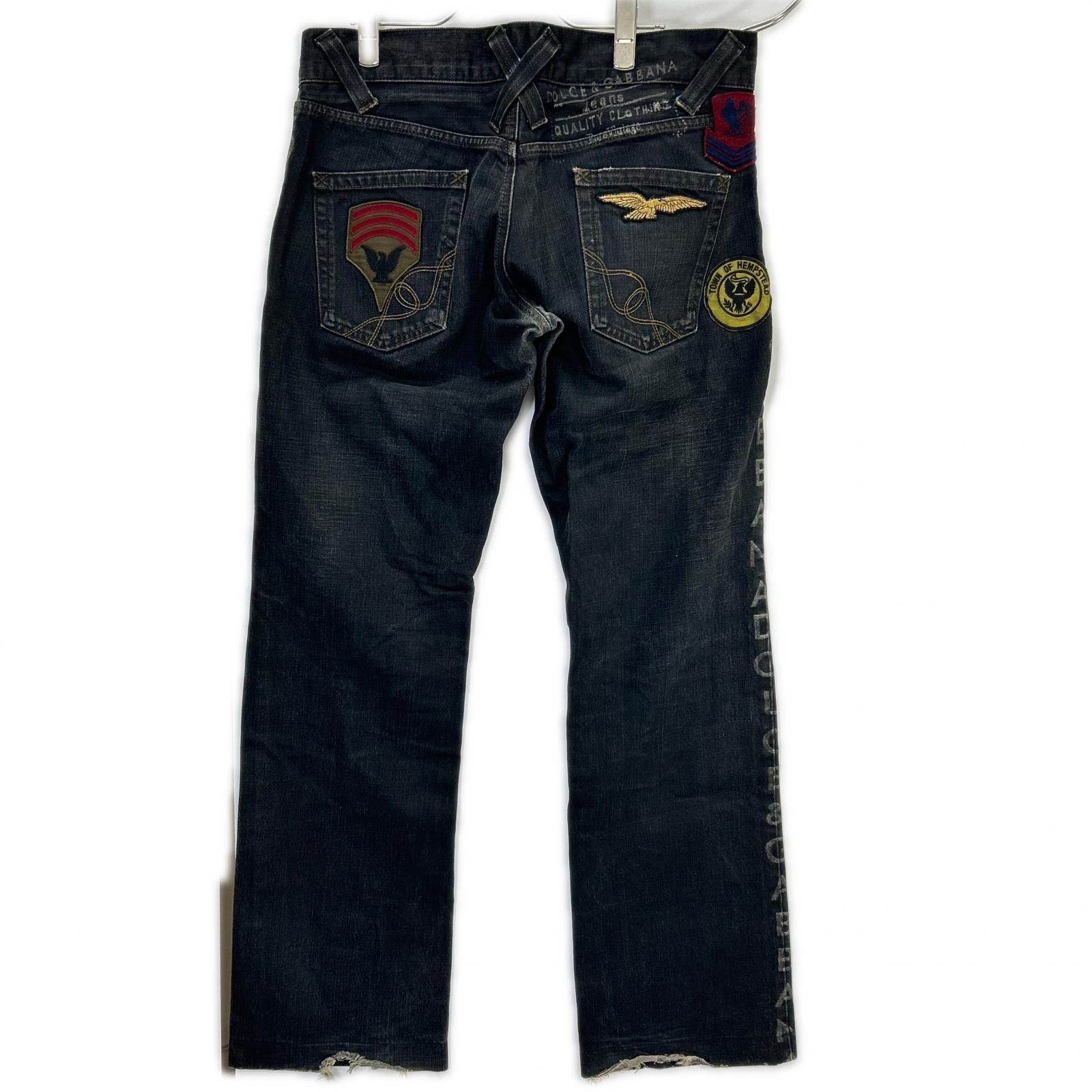 Dolce & Gabbana Black Side Logo Line Patchwork Denim Pants 48 — view 2