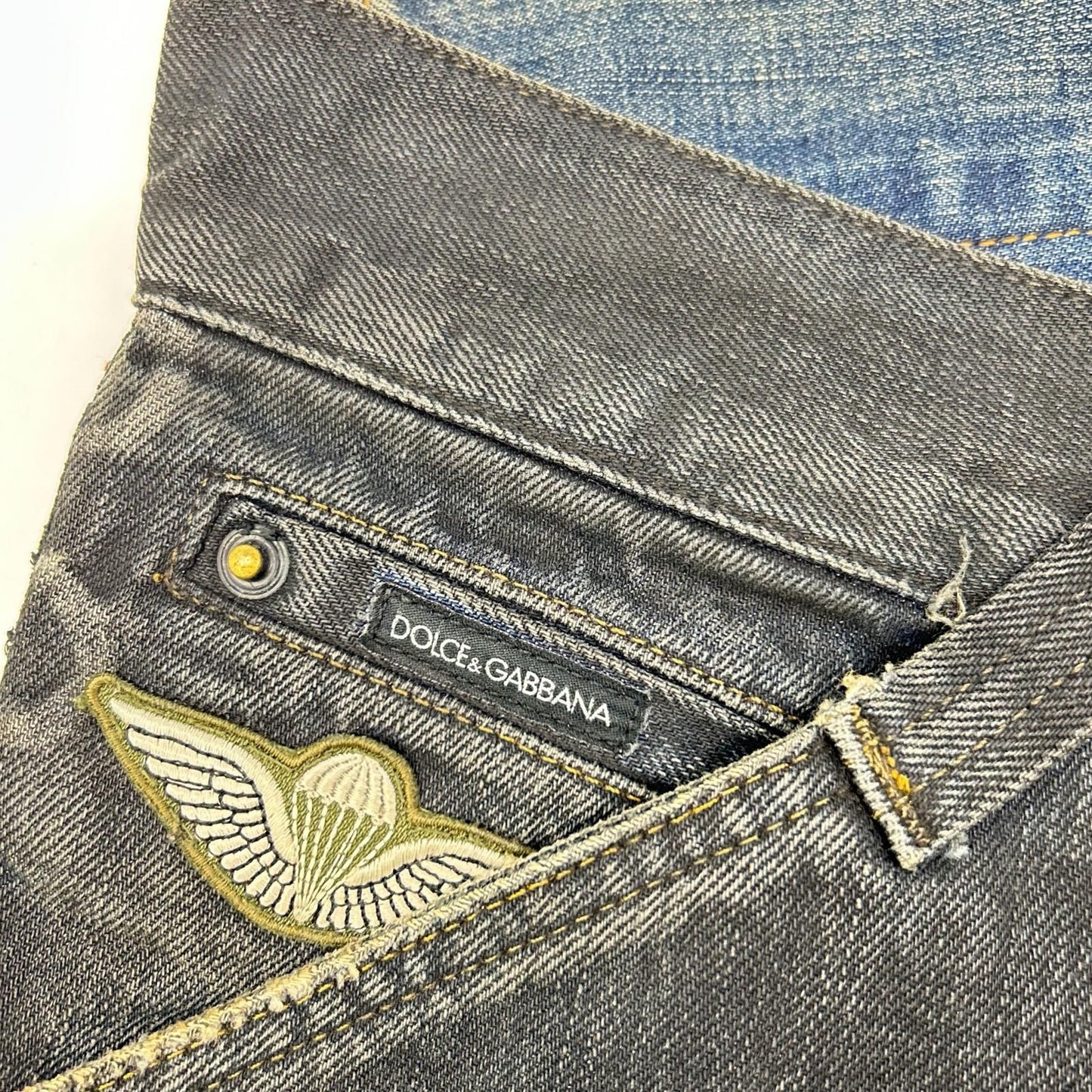 Dolce & Gabbana Black Side Logo Line Patchwork Denim Pants 48 — view 6
