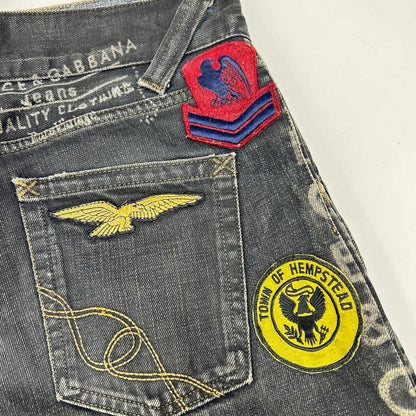 Dolce & Gabbana Black Side Logo Line Patchwork Denim Pants 48 — view 8