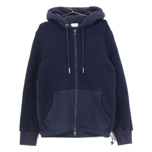Moncler Maglia Cardigan Knit Nylon Trim Padded Hoodie