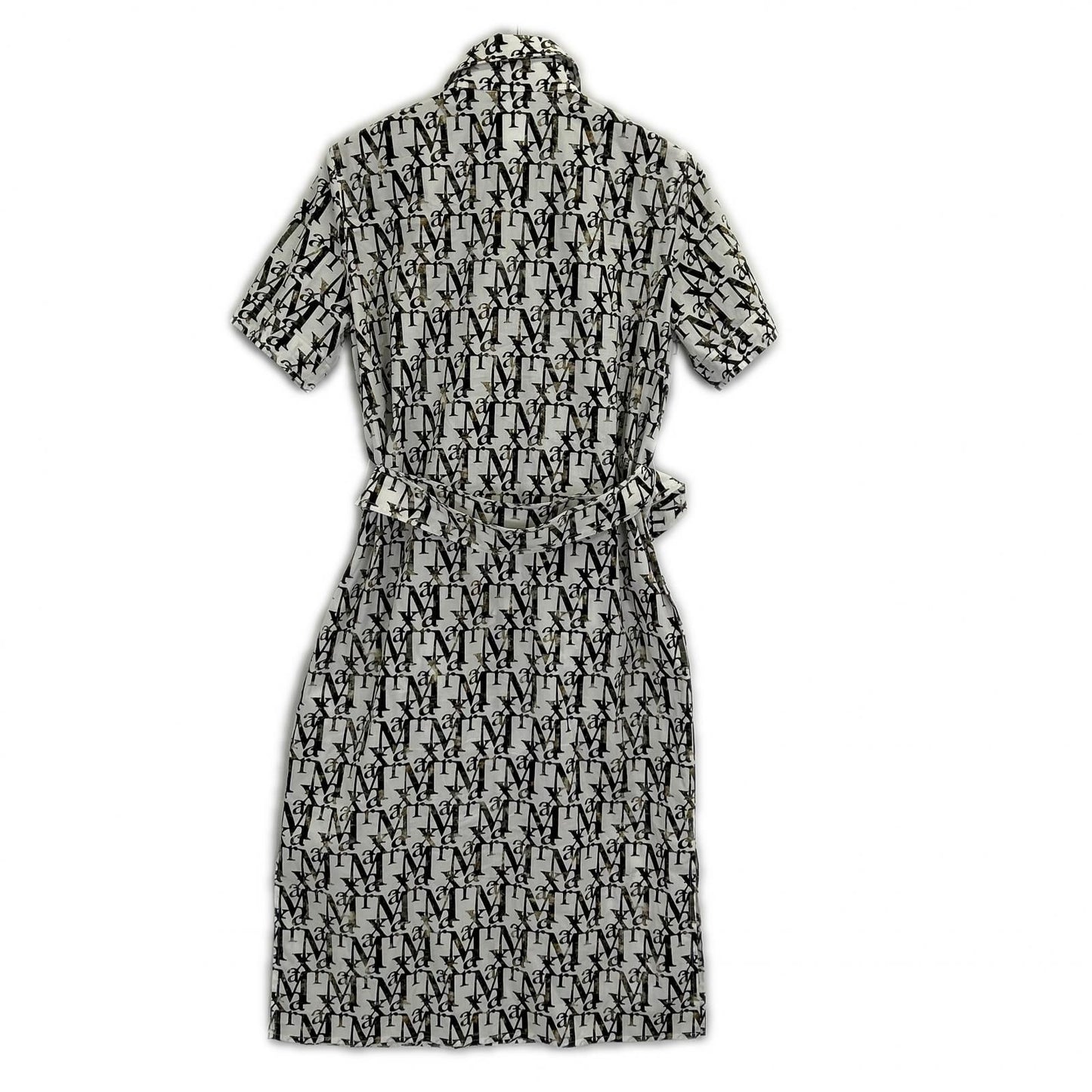 Max Mara White All Over Pattern Logo Short Sleeve Dress 38 — view 2