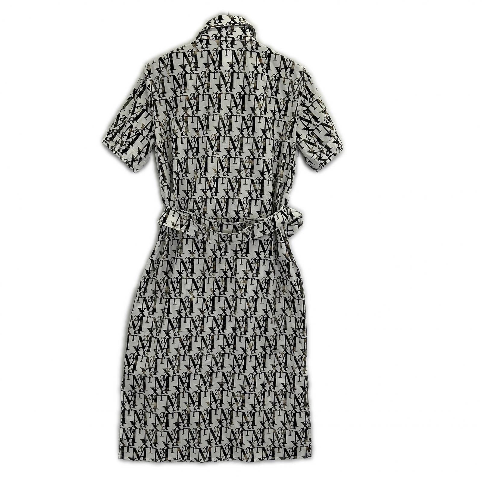 Max Mara White All Over Pattern Logo Short Sleeve Dress 38 — view 2