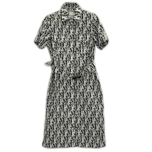 Max Mara White All Over Pattern Logo Short Sleeve Dress 38